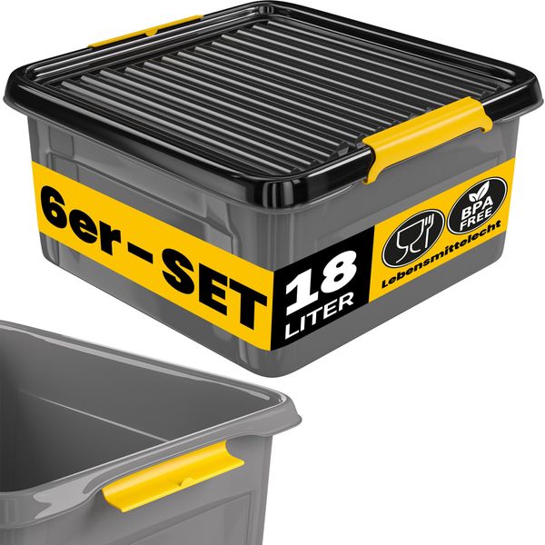 Monzana64X Contenitore Con Coperchio 18,5L Bpa Free Chiusura A Scatto Scatole Impilabili Scatola Organizer Cantina Garage Contenitori Plastica Box-image