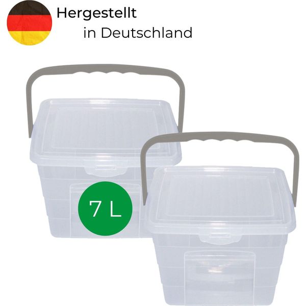 Novaliv 2X Contenitore Per Detersivi Con Coperchio 7 Litri I Trasparente I 23,5 X 18 X 26,5 Cm I Scatola Contenitore Per Detersivo Con Maniglia Contenitore Per Detersivo Contenitore Per Detersivo-image