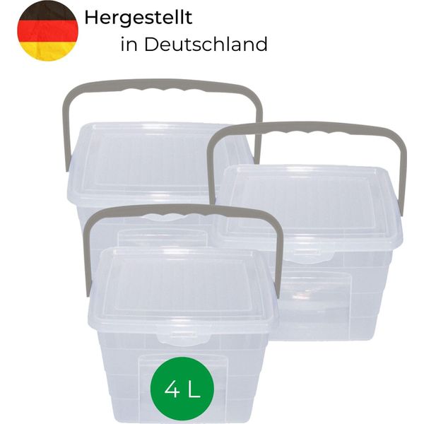 Novaliv 3X Contenitore Per Detersivi Con Coperchio 4 Litri I Trasparente I 23,5 X 18 X 18,5 Cm I Scatola Contenitore Per Detersivo Con Maniglia Contenitore Per Detersivo Contenitore Per Detersivo-image