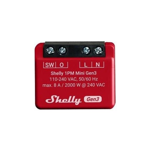 Interruttore Elettrico Shelly 1PM Mini Gen3 Interruttore Intelligente 1P Rosso-image