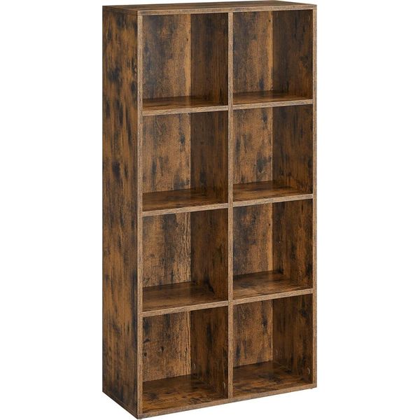 Vasagle 8 Cubi Libreria Cubo Scaffale Di Stoccaggio Freestanding Mobile Per Ufficio Soggiorno Camera Da Letto Rustico Marrone-image