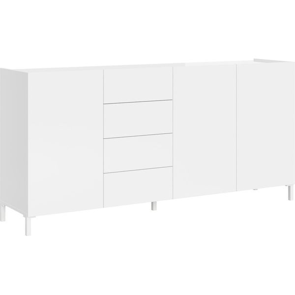 Itamoby - Madia 3 Ante/4 Cassetti 174X40X84 Cm Solaria Bianco Lucido-image