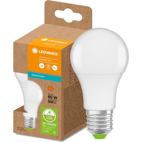Lampadina Led Pcr E27 A60 8,5W = 60W 806Lm 4000K 200° Eco Riciclaggio Neutro Ledvance-image