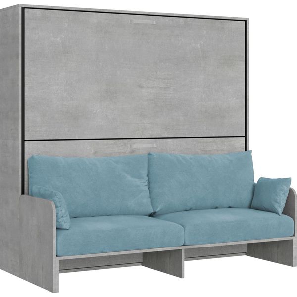 Itamoby - Letto Doppio A Scomparsa Kando Con Divano Cemento, Azzurro-image