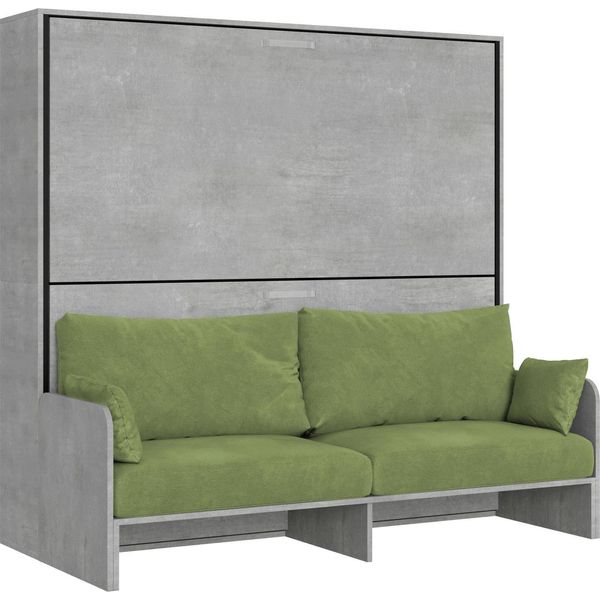 Itamoby - Letto Doppio A Scomparsa Kando Con Divano Cemento, Verde-image