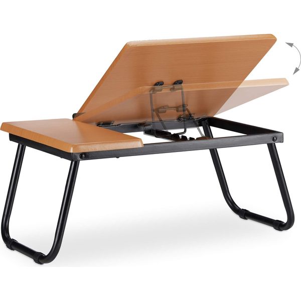 Relaxdays Tavolo Per Laptop Inclinabile, Supporto Per Notebook, Tavolo Da Letto Pieghevole, Inclinabile, Hxlxp: 23,5 X 56,3 X 31,6 Cm, Mdf, Natura-image