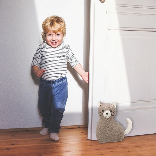 Gatto Fermaporta Pesante In Tessuto - Supporto Per Porta Con Imbottitura In Sabbia - Hxlxp 255 X 22 X 10 Cm - Marrone-image
