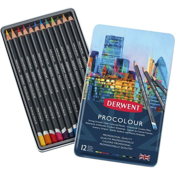 Derwent Procolour Matite Colorate In Metallo Confezione Da 12 Colori Assortiti-image
