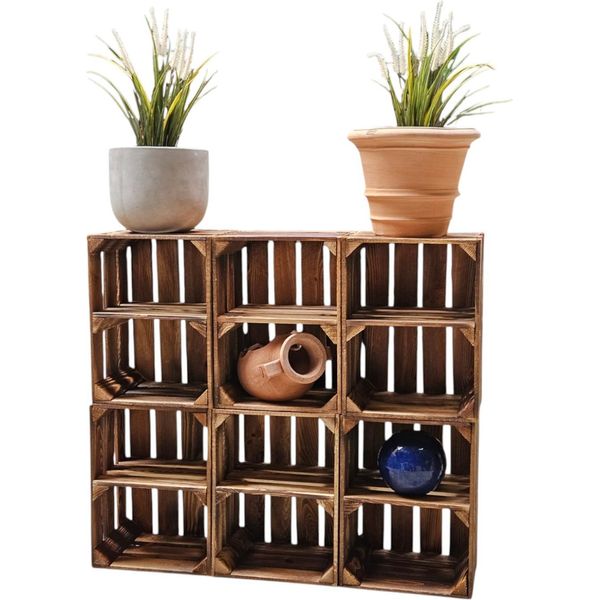Holzkisten Vintage Geflammt 50 X 40 X 30Cm Ablage 6Er Set-image