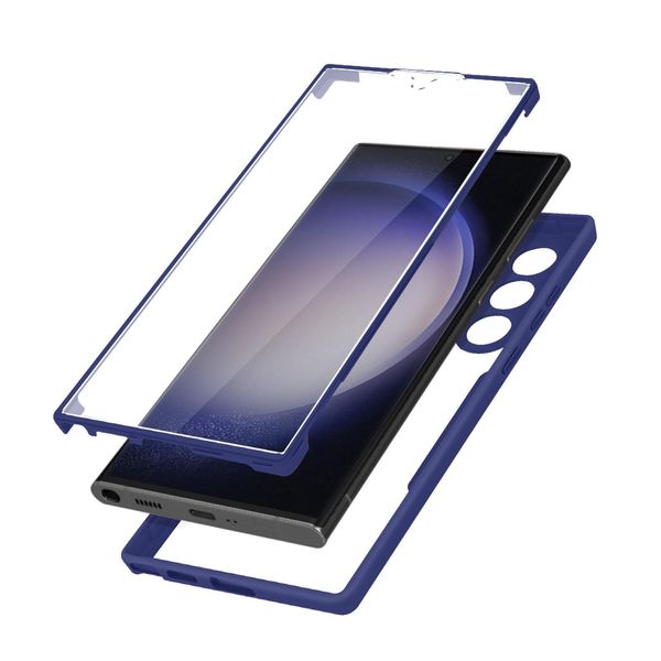 Avizar, Custodia 360° Per Galaxy S23 Ultra Hybrid Resistente Agli Urti E Stabile, Blu-image