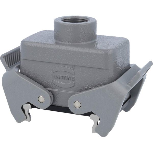 19300101730 Harting Han 10B Custodia Per Accoppiamento Basso, Uscita Cavo Diritto 1Xm20, Con 2 Traverse Attacco A Vite M20-image
