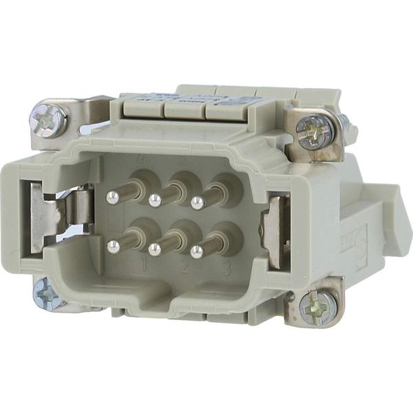 09330064625 Harting Han 6E Inserto Per Distributore Di Connessioni (M) A Vite "Sinistra"", 6 Poli+Pe 500V, 16A - 1 Pezzo"-image