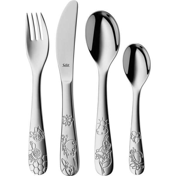 Set Di Posate Per Bambini Silit Trend 4 Pezzi, Posate Per Bambini In Acciaio Inox, Posate Per Bambini Da 3 Anni, Cromargan Lucido, Confezione Universale-image