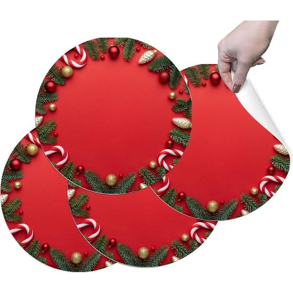 Hubdeco Tovagliette Protettive Durevoli Per Il Tavolo Da Pranzo - Set Di 4 Tovagliette In Vinile Lavabili - Tovagliette Per La Cucina - Tovaglietta - Tovagliette Lavabili - 36 X 36 Cm - Natale-image