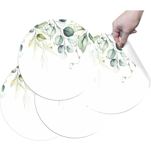 Hubdeco Tovagliette Protettive Durevoli Per Il Tavolo Da Pranzo - Set Di 4 Tovagliette In Vinile Lavabili - Tovagliette Per La Cucina - Tovaglietta - Tovagliette Lavabili - 36 X 36 Cm - Foglie Verdi-image