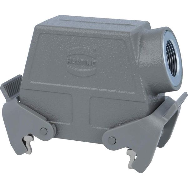 05300160563 Harting Han 16B Custodia Per Passacavi Alta, Uscita Cavi Laterale 1Xm25, Con 2 Traverse M25 A Vite-image