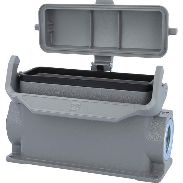05300240267 Harting Han 24B Custodia A Base Alta, Uscita Cavi Laterale 1Xm25, Con 1 Staffa Longitudinale Con Cappuccio Di Protezione-image