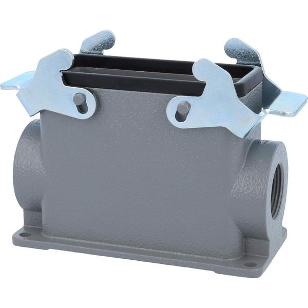 04300160240 Harting Han 16B Custodia A Base Alta, Uscita Cavi Laterale 2Xm25, Con 2 Traverse M25 A Vite-image