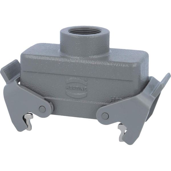 19300161431 Harting Han 16B Custodia Bassa Per Passacavi, Uscita Cavo Diritto 1Xm25, Con 2 Traverse M25 A Vite-image