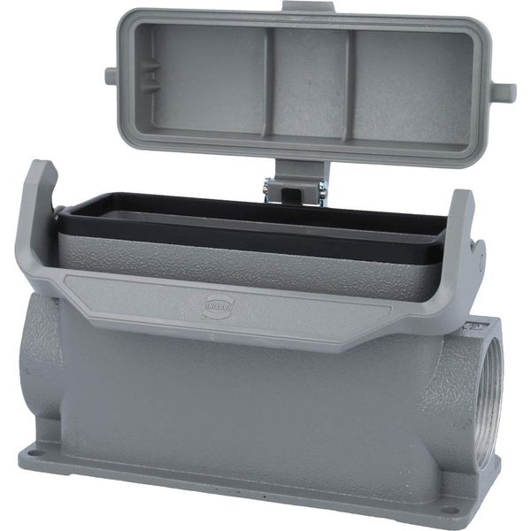05300240280 Harting Han 24B Custodia A Base Alta, Uscita Cavi Laterale 2Xm40, Con 1 Staffa Longitudinale Con Cappuccio Di Protezione-image