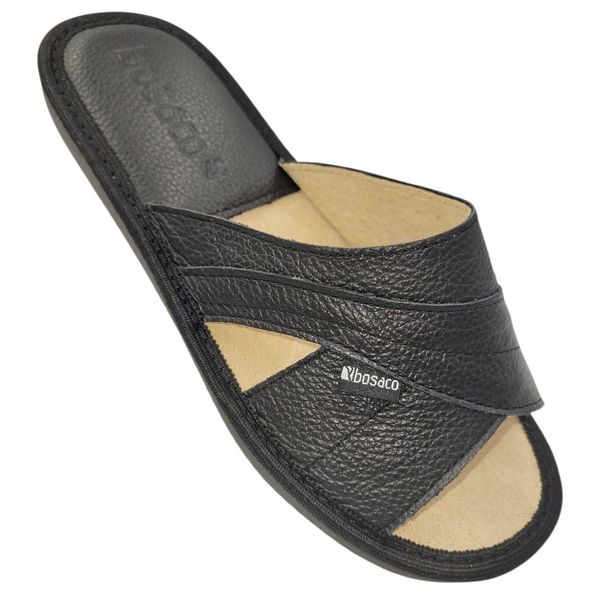 Bosaco Pantofole Da Donna In Vera Pelle Nera - Pantofole Eleganti In Pelle Suola Eva Antiscivolo, Comfort Taglia 39-image