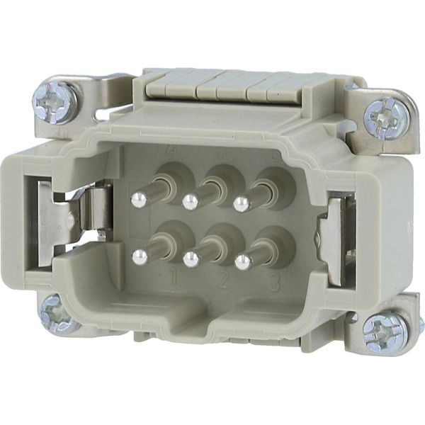 09330062672 Harting Han 6ESS Inserto Pin (M) Connessione A Morsetto A Doppia Gabbia, 6 Pin+Pe 500V, 16A - 1 Pezzo-image