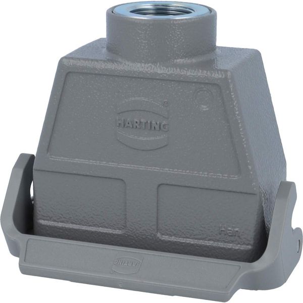 05300160763 Harting Han 16B Custodia Per Accoppiamento Alto, Uscita Cavo Diritto 1Xm25, Con 1 Staffa Longitudinale M25 Attacco A Vite-image