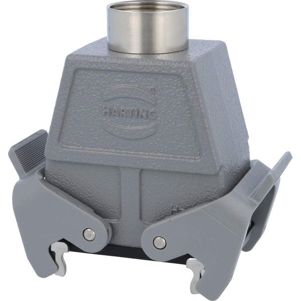 09300100732 Harting Han 10B Custodia Per Accoppiamento Alto, Uscita Cavo Diritto 1Xpg21, Con 2 Traverse Attacco A Vite PG21-image