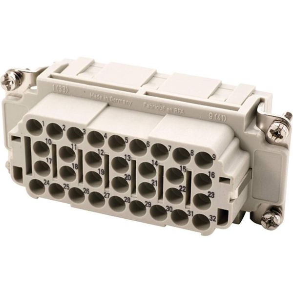 09320323101 Harting Han 32EE Inserto Presa (F) A Crimpare, 32 Pin+Pe 500V, 16A - 1 Pezzo-image
