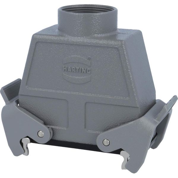 09300160731 Harting Han 16B Custodia Per Accoppiamento Alto, Uscita Cavo Diritto 1Xpg29, Con 2 Traverse Attacco A Vite PG29-image