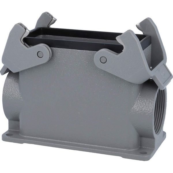 09300160231 Harting Han 16B Custodia A Base Alta, 1X Uscita Cavo Laterale PG29, Con 2 Traverse PG29 Pressacavo-image