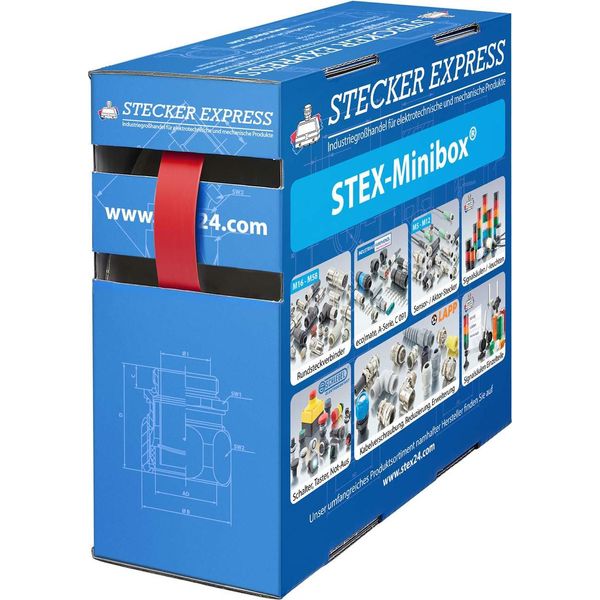 136331 Tubo Termorestringente STEX24 2:1, Scatola Mini Con 11,0 M, Rosso 9,5/4,8 Mm, 3/8 Di Pollice, WSB2 Temperatura Di Restringimento Min. 110°C,-image