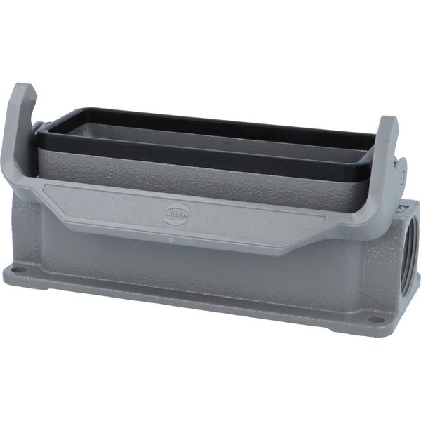 09300241290 Harting Han 24B Custodia Bassa, Uscita Cavi Laterale 2Xpg21, Con 1 Staffa Longitudinale PG21 Pressacavo-image