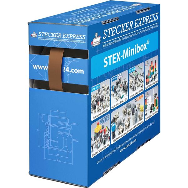 136456 Tubo Termorestringente STEX24 2:1, Scatola Mini Con 11,0 M, Marrone 9,5/4,8 Mm, 3/8 Di Pollice, WSB2 Temperatura Di Restringimento Min. 110°C,-image