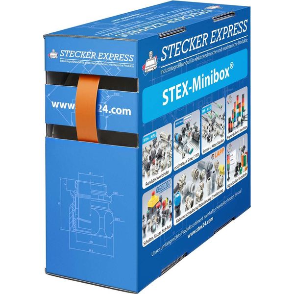 136509 Tubo Termorestringente STEX24 2:1, Scatola Mini Con 9,5 M, Arancione 9,5/4,8 Mm, 3/8 Di Pollice, WSB2 Temperatura Di Restringimento Min. 70°C,-image