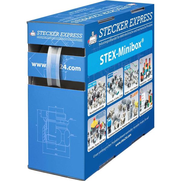 136380 Tubo Termorestringente STEX24 2:1, Scatola Mini Con 12,0 M, Trasparente 9,5/4,8 Mm, 3/8 Di Pollice, WSB2 Temperatura Di Restringimento Min.-image
