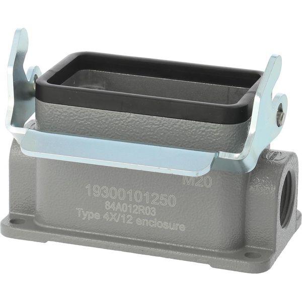 04300101251 Harting Han 10B Custodia Bassa, 1X Uscita Cavo Laterale PG16, Con 1 Staffa Longitudinale PG16 Pressacavo-image