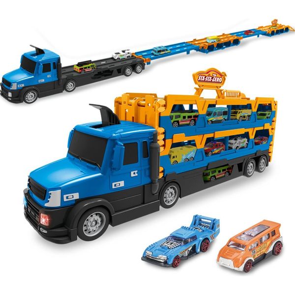 Grande Camion 2In1 E Pista Da Corsa Con Luci E Suoni-image
