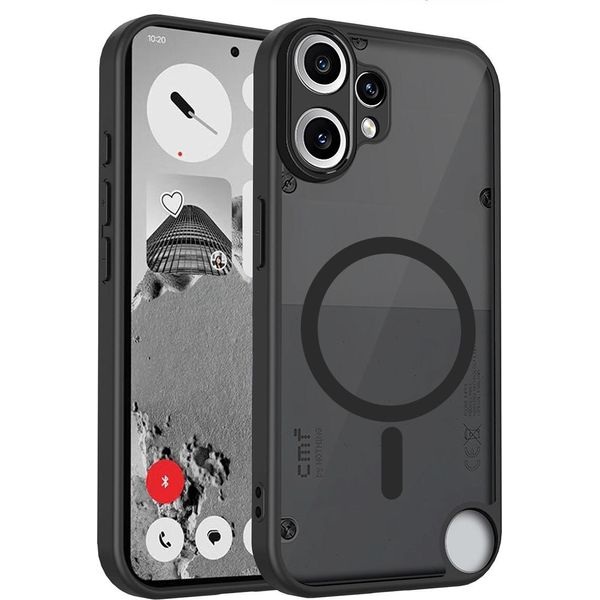 Custodia Magnetica Per Nothing Cmf Phone 2 Pro, Custodia Rigida Traslucida In Pc Con Cornice Morbida In Tpu Nero-image