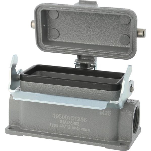04300162269 Harting Han 16B Custodia Bassa, 1Xm25 Uscita Cavo Laterale, Con 1 Staffa Longitudinale Con Cappuccio Di Protezione-image