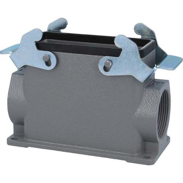 04300160271 Harting Han 16B Custodia A Base Alta, Uscita Cavi Laterale 2Xpg29, Con 2 Traverse Pressacavo PG29-image