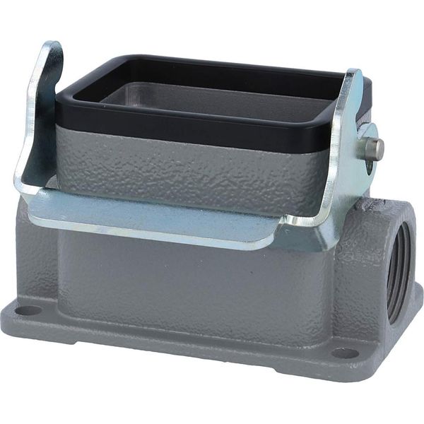 04300061291 Harting Han 6B Custodia Bassa, Uscita Cavi Laterale 2Xpg16, Con 1 Staffa Longitudinale PG16 Pressacavo-image