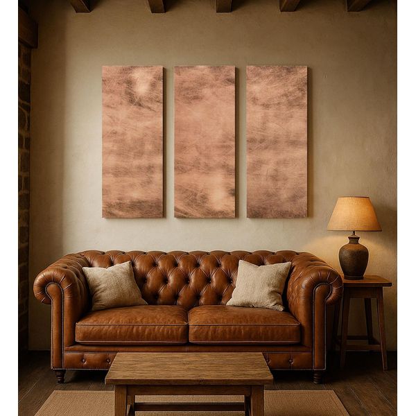 Copperandcraft Murale In Vero Rame 3 Pannelli 60X60 Cm, Arte Murale In Metallo Fatta A Mano, Rivestimento Murale Rustico, Stile Industriale, Ue-image