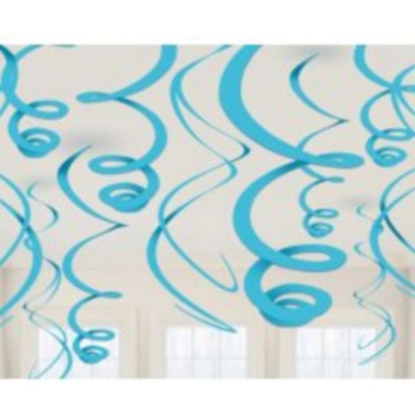 Spirale Appesa Decorazione Festa 12 Pezzi Blu 56Cm - Taglia Unica-image