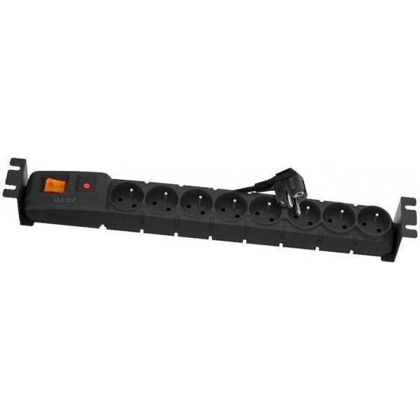 Pannello Di Distribuzione Acar 19'' 8X230V, Csn, Cavo 5M, Protezione Da Sovratensioni, Incl. Staffe Di Montaggio A Rack-image