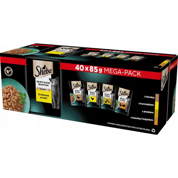 Sheba Selection Select Slices In Sauce 40X85G Cibo Umido Per Gatti Variante Pollame Con Anatra, Pollo, Pollame E Tacchino-image