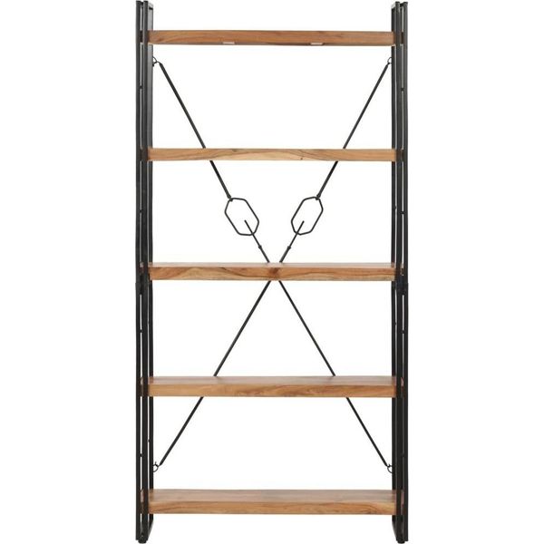 Libreria 5 Scomparti 90 X 30 X 180 Cm In Legno Massiccio Di Acacia-image