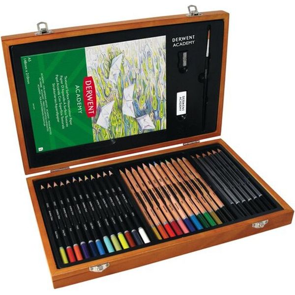 Derwent 2300147 Derwent Sketching Academy Bleistift-Set B, H, Hb, 2H, 2B, 5H, 4H, 3H, 3B, 4B, 5B, 6B Grau, 1 St.-image