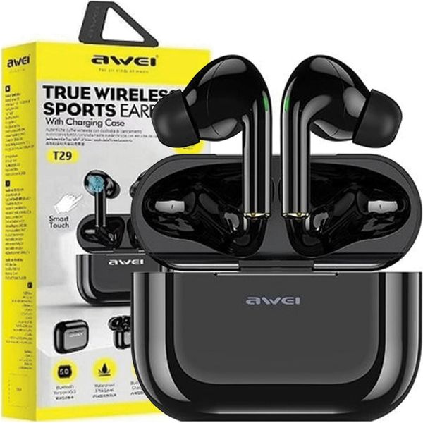 Cuffie Bluetooth 5.0 T29 Tws+ Docking Station Awei Nero/Nero-image