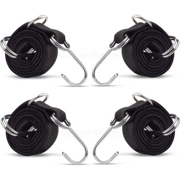 Set Di 4 Tendi-Bagagli Per Biciclette | Cinghia Tendi-Bagagli Da 0,5 M | Cinghia Tendi-Bagagli Per Biciclette | Cinghia Per Bagagli Con Doppio Gancio Metallico | Tendi-Bagagli - Allargatore | Cinghia Tendi-Bagagli In Corda Per Il Fissaggio Del Carico-image